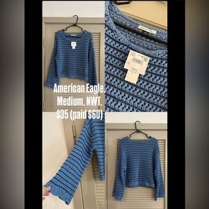 American Eagle Outfitters Textured Blue Sweater